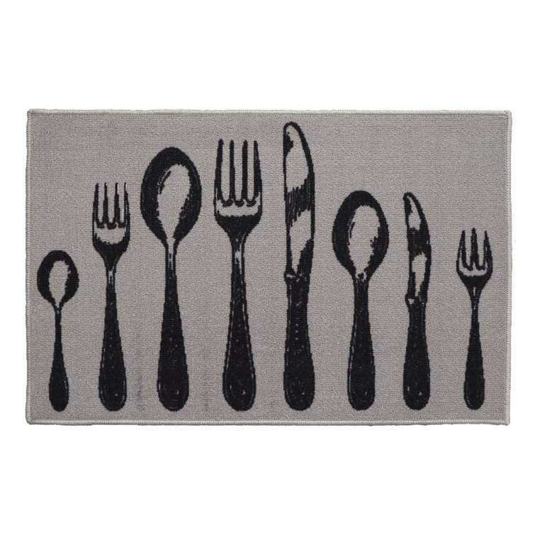 Evideco Luxurious Comfort Chef Kitchen Mat, Cutlery Design, LowProfile